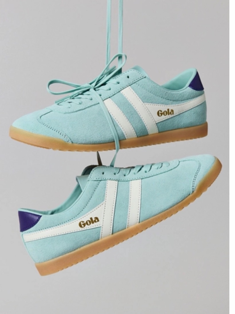 Gola Mint Green Suede Sneakers with White Stripes Bullet Surf style 95282315